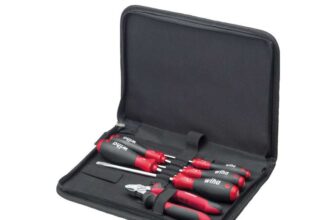 Wiha 9300-020 Mechanic Tool Set with Screwdriver, Diagonal Cutters 7 Pieces Including Tool Folder