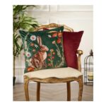Wildflower Hare Embroidered Velvet Cushion