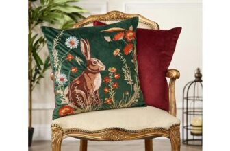 Wildflower Hare Embroidered Velvet Cushion