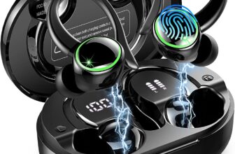 Wireless Earbuds, 2026 New Bluetooth 5.4 Sports Headphones, 50Hrs Playtime HiFi Stereo Earbuds, 4 ENC Noise Cancelling Mics, IP7 Waterproof Earphones with Earhook for Gym Workouts, USB-C Fast Charge