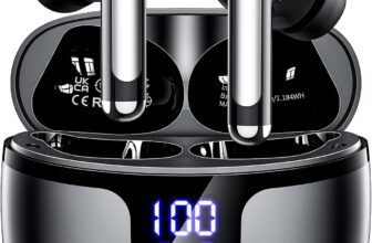 Wireless Earbuds Bluetooth 5.4 Headphones in Ear with 4 ENC Noise Cancelling Mic 2026 New Ear buds 42h Playtime HiFi Stereo Deep Bass Earphones IP6 Waterproof LED Display Bluetooth Earbuds USB-C Black