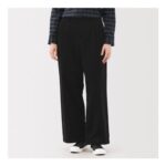 Womens Kapok Blend Corduroy Pleated Wide Leg Trousers