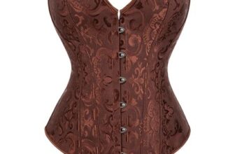 Womens plus Size Lace-up Overbust Corset Boned, Snap Closure