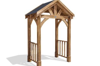 Wooden Porch Canopy Kit 2m x 1.5m Pressure Treated, Black Shingles – Sold & shipped by Dunster House Limited