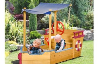 Wooden Sandbox, with Canopy Bench Seat Storage Space, Aged 3-8 Year