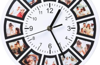 Wooden Wall Clock – Personalized with 12 Photos – Quiet, no Ticking – 25 cm Ø – Design for Living Room, Bedroom & Kitchen – Gift for Mom, Dad, Friends & Family