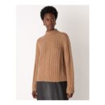 Wool Blend Cable Knit High Neck Jumper