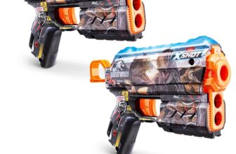 XSHOT Skins Jurassic World, Flux Jurassic, 2 Pack, 16 Darts Included, Air Pocket Dart Technology, Toy Foam Blaster for Kids, Teens and Adults, Brown Box, (Flux Jurassic)