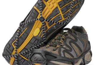 YAKTRAX WALK Ice & Snow Grips For Walking Shoes, Elastic Rubber Strap & 1.2mm Steel Coils, Provides Traction In Ice & Snow, Black
