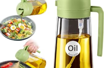 YARRAMATE 2-in-1 Olive Oil Sprayer Glass Bottle Dispenser, 16oz/470ml Capacity, Premium Nozzle for Cooking, Pour and Spray, Kitchen, Air Fryer, BBQ (Green)