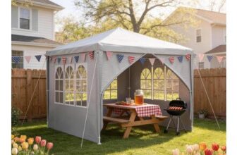 YEATHOR 3x3m Gazebo with 4 Removable Sidewalls, Gray