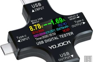 YOJOCK USB C Tester USB Power Meter 2 in 1 Digital Multimeter 3.6-32V 0-8.0A Voltage and Current Tester Meter – Sold by Yojock Direct FBA