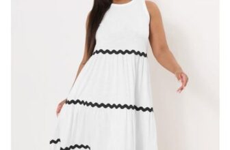 YOURS Curve White Contrast Swirl Tiered Maxi Dress