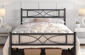 Yaheetech 3ft Single Bed Frames Metal Slatted Bed Platform with Curved Design Headboard and Footboard, Under-bed Storage, No Box Spring Needed, 12 Built-in Steel Slats, Black