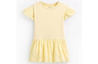 Yellow Broderie Frill Short Sleeve Jersey Dress 5-6 Yearstuc147395721