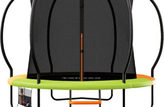 Yohood Outdoor Trampoline, 7.5ft/10ft/12ft Heavy Duty Garden Trampoline with Safety Net, Non-Slip Ladder & Shoe Organiser, Anti-Rust Coated Galvanized Frame, Suitable for Toddlers and Adults