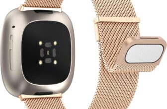 Yoohoo Straps Compatible with Fitbit Versa 3/Fitbit Versa 4/Fitbit Sense 2,Adjustable Stainless Steel with Double Magnetic Clasp Replacement Straps for Women Men/Rose Gold