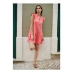 Yumi Coral Double Cotton Tunic with Frill Sleeves