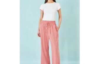Yumi Red Stripe Relaxed Trousers