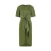 Yumi Womens Green Satin Tie Detail Midi Wrap Dress Size 8&10
