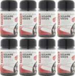Yutaka Roasted Black Sesame Seeds 100g (Pack of 8) Vegan-Friendly Japanese Black Sesame Bold Nutty Garnish for Sushi, Salads, Stir-Fries & Baking