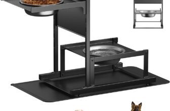 Zoyiancy Elevated Food Bowl Stand with Spillproof Mat, 2 Stainless Steel Raised Dog Bowls, Adjustable Cat Feeding Station Holder, Pet Double Feeder for Medium,Large Dogs
