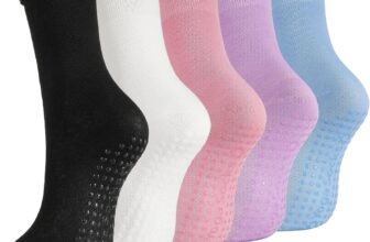 Zuimei 5 Pairs Pilates Yoga Socks Non Slip Pilates Socks with Grip Women Ruffle Pilate Grip Sock Anti Slip Slipper Sock for Yoga Trampoline Dance Hospital Home