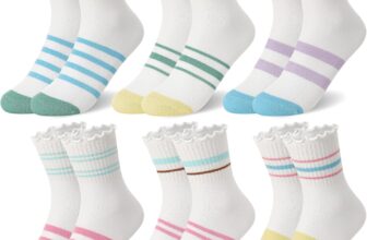 Zuimei 6 Pairs Girls Ruffle Socks, Cute Frilly Crew Socks, Cotton Casual Sports Socks for Kids 3-12 Years Old