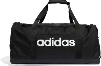 adidas Unisex Essentials Linear Duffel Bag Duffel Bag, Black/Black/White, M