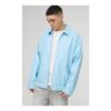 boohooMAN Official Oversized PU Embossed Collard Bomber Jacket