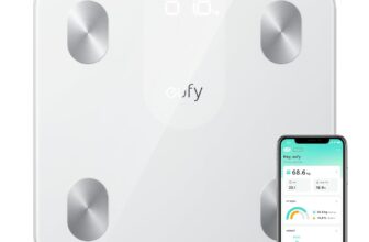 eufy Weighing Scales for Body Weight, Digital Bathroom Scales with Bluetooth, Body Fat Scales, 12 Measurements, Weight/Body Fat/BMI, Fitness Body Composition Analysis, Black, lbs/kg, Scale A1 -White