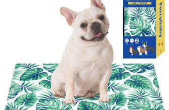 furrybaby Dog Cooling Mat, Self-Cooling Pad Cool Large Dog Cool Pads, No Need to Refrigerate or Freeze, Apply Indoors Outdoors Car(Green Leaf 40x50cm)