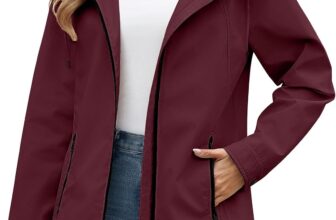 heekpek Coat for Women UK Autumn Long Jacket Lightweight Windbreaker Hooded Outdoor Casual Parka Windproof Softshell Jackets Breathable Outerwear for Spring Summer with Zipper Pockets