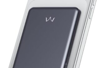 iWALK Magnetic Portable Charger, 5,000mAh Ultra-Slim Power Bank Wireless Charging Battery Pack with LED Power Display, Comfortable Grip Powerbank Compatible with iPhone 17/16/15/14/13 Series, Gray