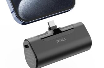 iWALK Mini Portable Charger 4500mAh,USB-C 20W Power Bank with Fast Charging,Compatible with iPhone 17 Pro Max/16 Pro/16/15,Samsung Galaxy S24 S23 Series,LG,HONOR,Xiaomi,iPad,AirPods and More,Black