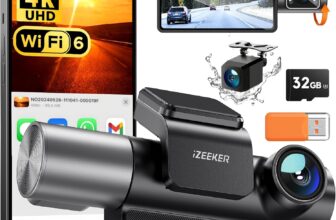 iZEEKER 3-Channel 4K Dash Cam with FREE 32GB Card, 4K1080P1080P Front & Rear & Interior Dashcam with WDR, IR Night Vision, WiFi 6, 170 Wide Angle, Loop Recording, G-Sensor, 24H Parking Mode