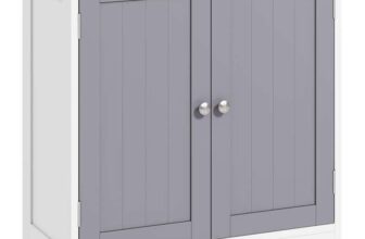 kleankin Under Sink Bathroom Cabinet, Freestanding Under Sink Cabinet with 2 Doors and Adjustable Shelf