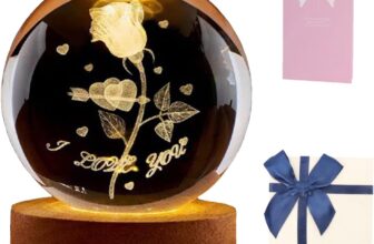 mumisuto 3D Rose Crystal Ball, Crystal Night Lights with Wooden Base, I Love You Gifts for Her, Flower Crystal Lamp, Valentines Gifts for Her