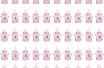 mumisuto 50PCS Candy Bottle Baby Shower, Candy Chocolate Bottles Box with Bears for Girl Baby Birthday Party Decoration (Pink)