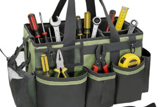 mumisuto Cleaning Caddy Bag, Cleaning Organiser with Handle, Caddy Organiser Large Multi Pocket Bucket Tool Bag for Cleaning Supplies, Garden, Car, Home
