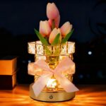mumisuto Tulip Lamp, Rechargeable Wireless Flower Lamp, 3 Colours Small Night Light Gift for Christmas, Valentines Day, Mothers Day