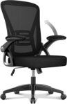 naspaluro Office Chair Ergonomic Desk with 90 Flip-up Armrest Lumbar Support, Height Adjustable Chair, Executive Swivel Computer Padded Seat Cushion for Home/Office