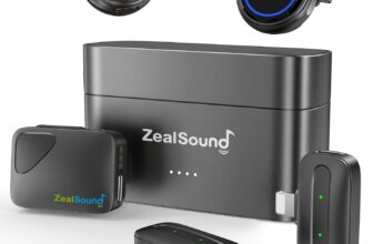 zealsound Wireless Lavalier Microphone for Camera, iPhone & Android with Noise Cancelling, Dual Wireless Lapel Microphone with 2 TX & 3 RX, 40H Battery, Mini Clip-On Mic for YouTube & Video Recording