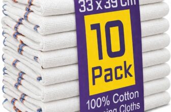 10 Pack 100% Pure Cotton Large Dish Cloths for Washing Up, Highly Absorbent Kitchen Cleaning Cloths and Multi-Purpose Floor Dish Cloths, Durable Dusters for Home Housework (33 x 39 Cm)