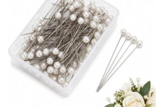 100 Steel Pearl Pins with round Faux Pearls for Weddings