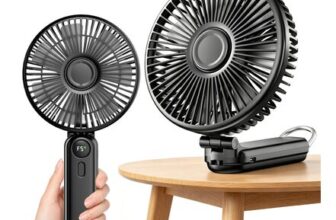 10000mAh USB Rechargeable Desk/Handheld Fan, 6-Inch Foldable, 5 Speeds