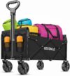 100L Festival Trolley Foldable Trolley Cart on Wheels 100KG/220LBS – Portable Folding Wagon Cart with Drink Holders for Grocery Outdoor Sports Garden Camping