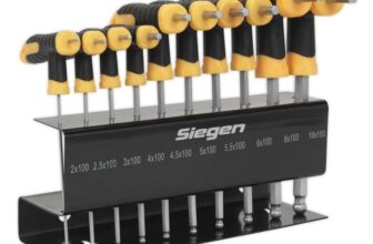 10pc T-Handle Ball-End Hex Allen Key Set in Metal Stand Siegen by Sealey 2-10mm
