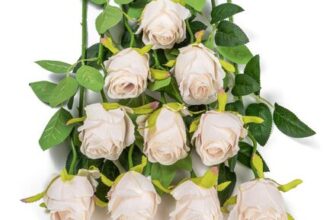 10pcs Artificial Silk Roses, Long Stem, Beige Centerpieces