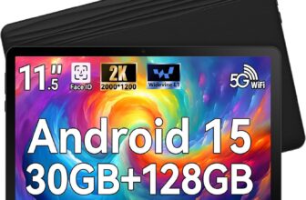 11.5 inch Tablet, Tablet Android 15, 2K Display Octa-Core 30GB RAM128GB ROM (1TB TF) 8400mAh 5G WiFi 8MP13MP Camera Widevine L1 BT5.0 Face ID Quick Charge Tablets Pad PC